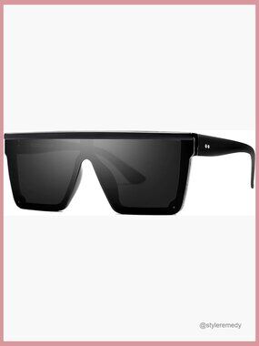 Square Big Sunglasses with Mirrored Lenses and Thick Frame